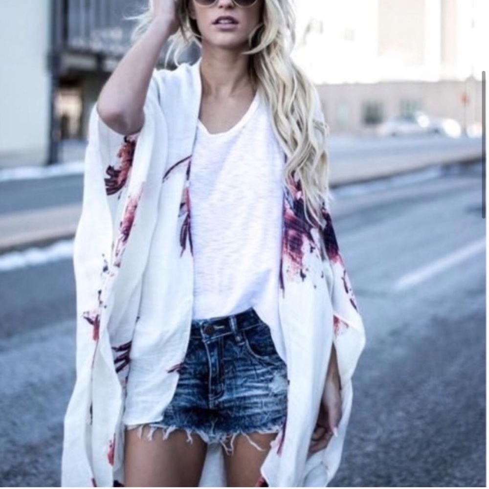 Last 1 New Floral Bohemian Open Kimono Wrap - Picture 2 of 7